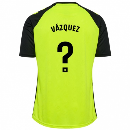 Kandiny Niño Camiseta Leo Vázquez #0 Amarillo Fluorescente Negro 2ª Equipación 2024/25 La Camisa Chile