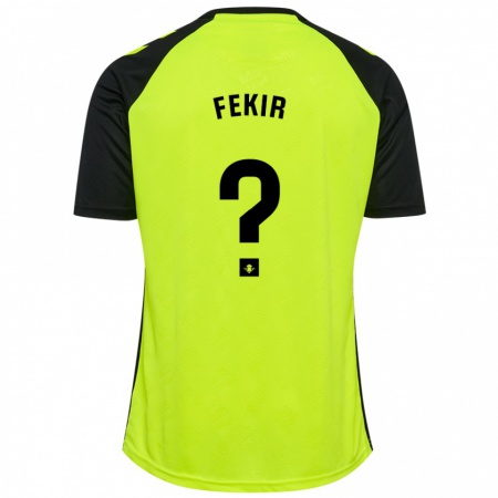 Kandiny Niño Camiseta Yassin Fekir #0 Amarillo Fluorescente Negro 2ª Equipación 2024/25 La Camisa Chile