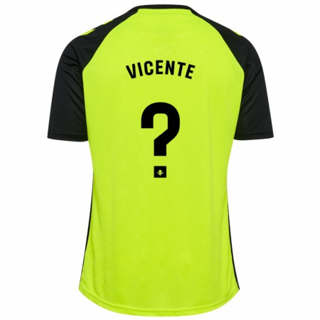 Kandiny Niño Camiseta Diego Vicente #0 Amarillo Fluorescente Negro 2ª Equipación 2024/25 La Camisa Chile