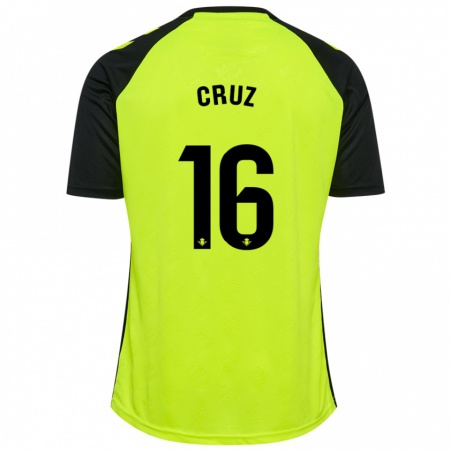 Kandiny Niño Camiseta Juan Cruz #16 Amarillo Fluorescente Negro 2ª Equipación 2024/25 La Camisa Chile