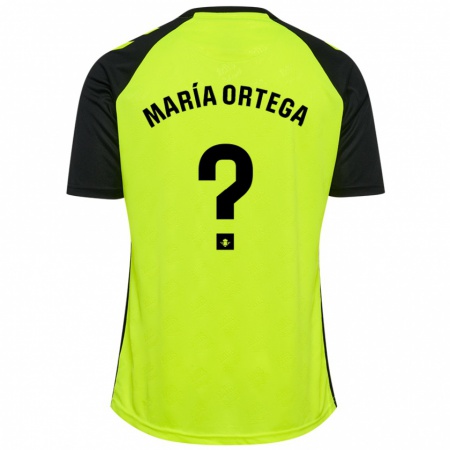 Kandiny Niño Camiseta José María Ortega #0 Amarillo Fluorescente Negro 2ª Equipación 2024/25 La Camisa Chile