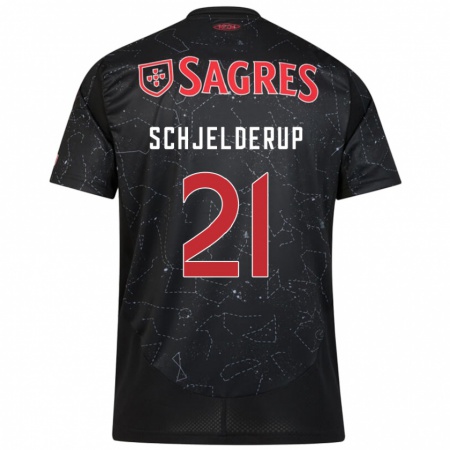 Kandiny Niño Camiseta Andreas Schjelderup #21 Negro Rojo 2ª Equipación 2024/25 La Camisa Chile