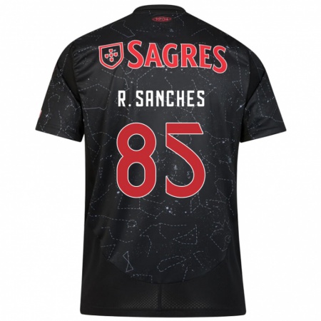 Kandiny Niño Camiseta Renato Sanches #85 Negro Rojo 2ª Equipación 2024/25 La Camisa Chile