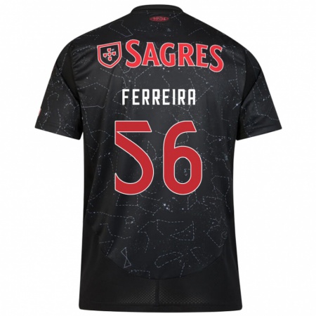 Kandiny Niño Camiseta Martim Ferreira #56 Negro Rojo 2ª Equipación 2024/25 La Camisa Chile