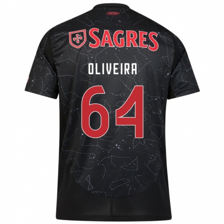 Kandiny Niño Camiseta Gonçalo Oliveira #64 Negro Rojo 2ª Equipación 2024/25 La Camisa Chile