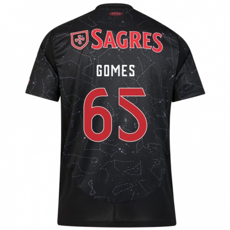 Kandiny Niño Camiseta André Gomes #65 Negro Rojo 2ª Equipación 2024/25 La Camisa Chile