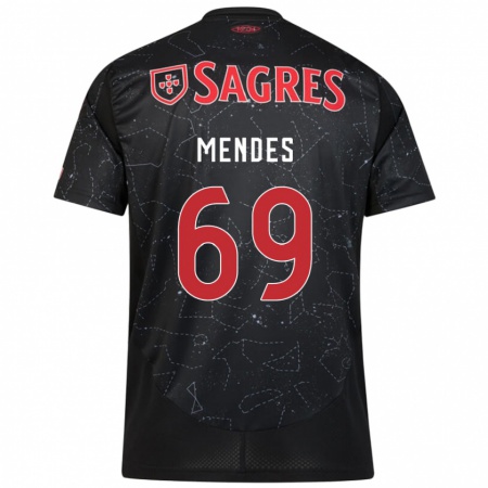 Kandiny Niño Camiseta Vladimir Mendes #69 Negro Rojo 2ª Equipación 2024/25 La Camisa Chile