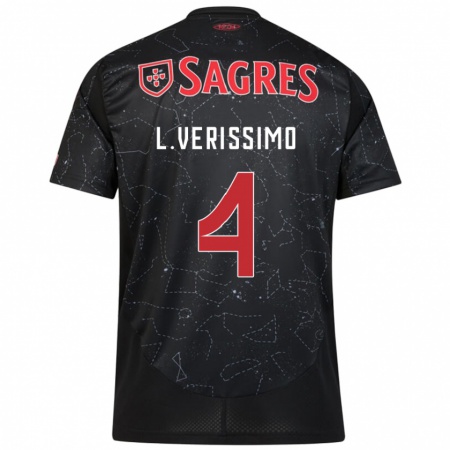 Kandiny Niño Camiseta Lucas Verissimo #4 Negro Rojo 2ª Equipación 2024/25 La Camisa Chile