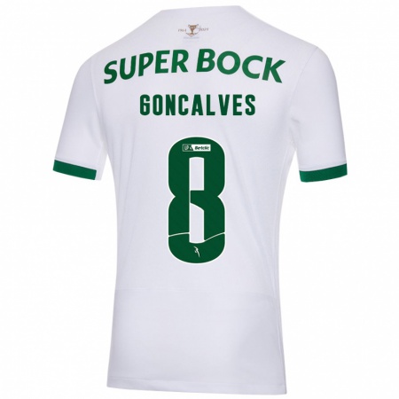 Kandiny Niño Camiseta Pedro Gonçalves #8 Blanco Verde 2ª Equipación 2024/25 La Camisa Chile