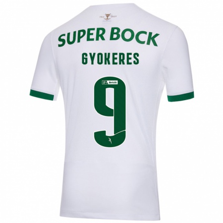 Kandiny Niño Camiseta Viktor Gyökeres #9 Blanco Verde 2ª Equipación 2024/25 La Camisa Chile