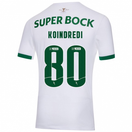 Kandiny Niño Camiseta Koba Koindredi #80 Blanco Verde 2ª Equipación 2024/25 La Camisa Chile