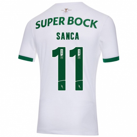 Kandiny Niño Camiseta Pedro Sanca #11 Blanco Verde 2ª Equipación 2024/25 La Camisa Chile