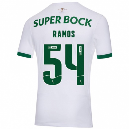 Kandiny Niño Camiseta Bruno Ramos #54 Blanco Verde 2ª Equipación 2024/25 La Camisa Chile