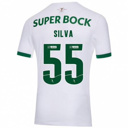 Kandiny Niño Camiseta José Silva #55 Blanco Verde 2ª Equipación 2024/25 La Camisa Chile