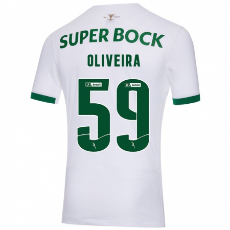 Kandiny Niño Camiseta Kauã Oliveira #59 Blanco Verde 2ª Equipación 2024/25 La Camisa Chile