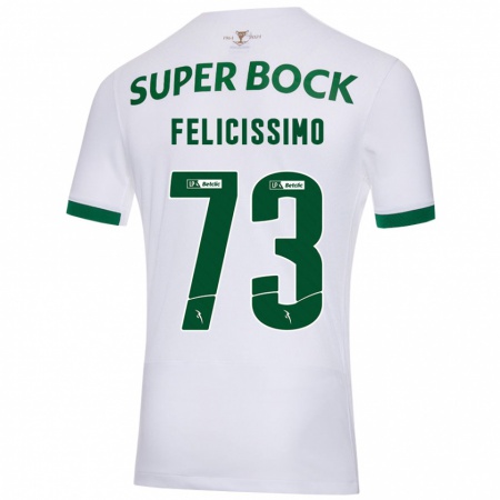 Kandiny Niño Camiseta Eduardo Felicíssimo #73 Blanco Verde 2ª Equipación 2024/25 La Camisa Chile