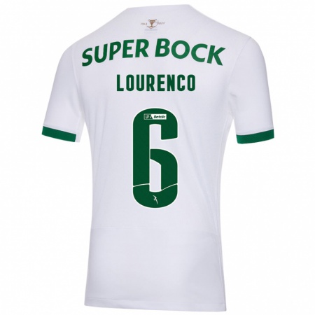 Kandiny Niño Camiseta Bruna Lourenço #6 Blanco Verde 2ª Equipación 2024/25 La Camisa Chile