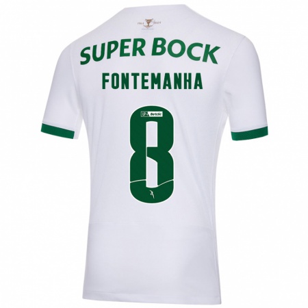 Kandiny Niño Camiseta Rita Fontemanha #8 Blanco Verde 2ª Equipación 2024/25 La Camisa Chile