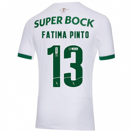 Kandiny Niño Camiseta Fátima Alexandra Figueira Pinto #13 Blanco Verde 2ª Equipación 2024/25 La Camisa Chile