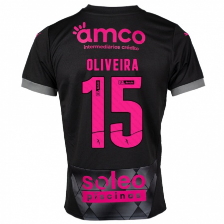 Kandiny Niño Camiseta Paulo Oliveira #15 Negro Rosa 2ª Equipación 2024/25 La Camisa Chile