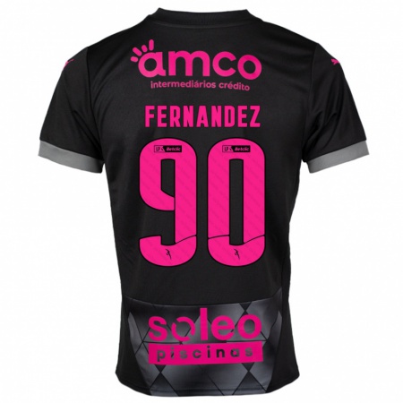 Kandiny Niño Camiseta Roberto Fernández #90 Negro Rosa 2ª Equipación 2024/25 La Camisa Chile