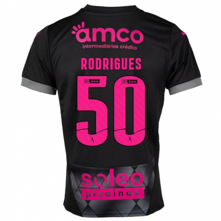 Kandiny Niño Camiseta Diego Rodrigues #50 Negro Rosa 2ª Equipación 2024/25 La Camisa Chile