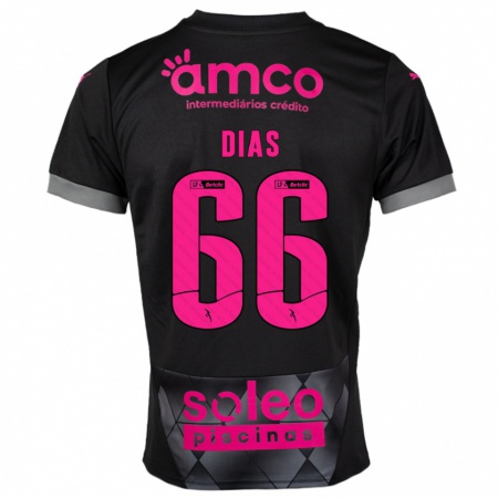 Kandiny Niño Camiseta Gonçalo Dias #66 Negro Rosa 2ª Equipación 2024/25 La Camisa Chile