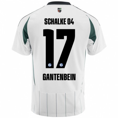 Kandiny Niño Camiseta Adrian Gantenbein #17 Blanco Verde 2ª Equipación 2024/25 La Camisa Chile