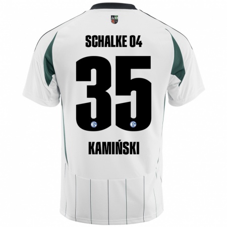 Kandiny Niño Camiseta Marcin Kaminski #35 Blanco Verde 2ª Equipación 2024/25 La Camisa Chile