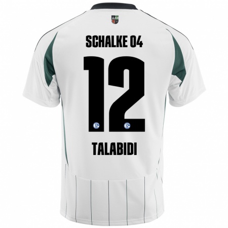 Kandiny Niño Camiseta Malik Talabidi #12 Blanco Verde 2ª Equipación 2024/25 La Camisa Chile