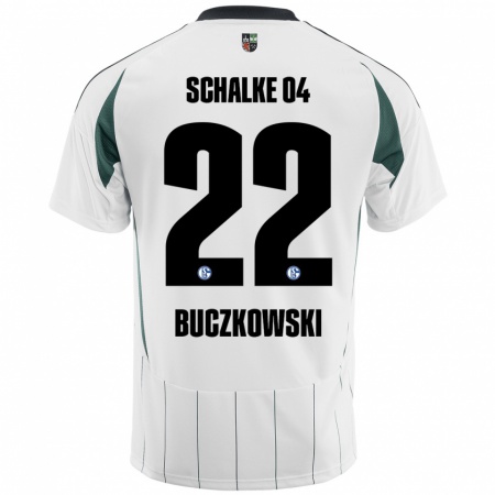 Kandiny Niño Camiseta Philip Buczkowski #22 Blanco Verde 2ª Equipación 2024/25 La Camisa Chile