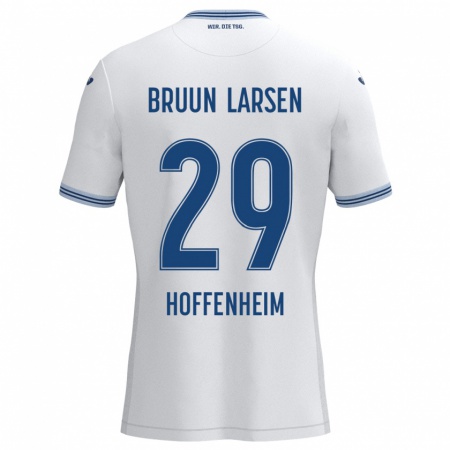 Kandiny Niño Camiseta Jacob Bruun Larsen #29 Blanco Azul 2ª Equipación 2024/25 La Camisa Chile