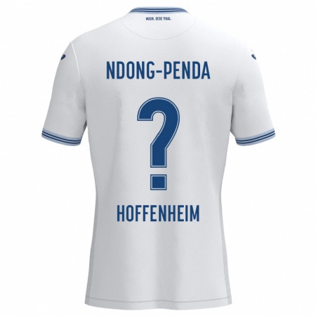 Kandiny Niño Camiseta Maxime Ndong-Penda #0 Blanco Azul 2ª Equipación 2024/25 La Camisa Chile