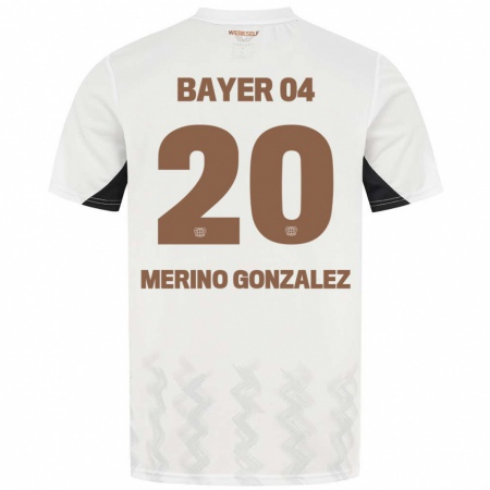 Kandiny Niño Camiseta Estrella Merino Gonzalez #20 Blanco Negro 2ª Equipación 2024/25 La Camisa Chile