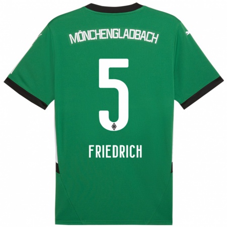 Kandiny Niño Camiseta Marvin Friedrich #5 Verde Blanco 2ª Equipación 2024/25 La Camisa Chile