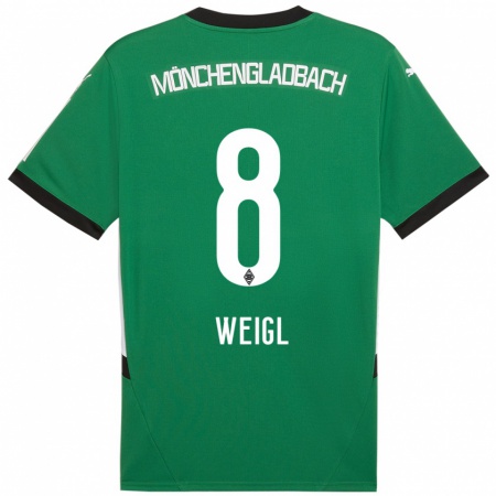 Kandiny Niño Camiseta Julian Weigl #8 Verde Blanco 2ª Equipación 2024/25 La Camisa Chile