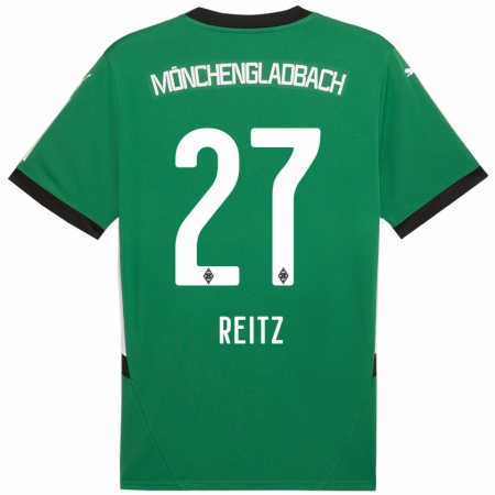 Kandiny Niño Camiseta Rocco Reitz #27 Verde Blanco 2ª Equipación 2024/25 La Camisa Chile