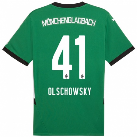 Kandiny Niño Camiseta Jan Olschowsky #41 Verde Blanco 2ª Equipación 2024/25 La Camisa Chile