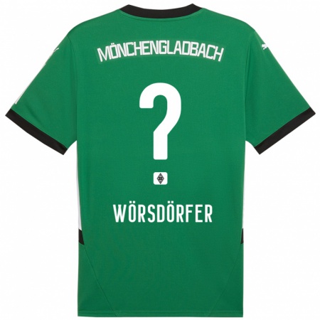 Kandiny Niño Camiseta Len Wörsdörfer #0 Verde Blanco 2ª Equipación 2024/25 La Camisa Chile