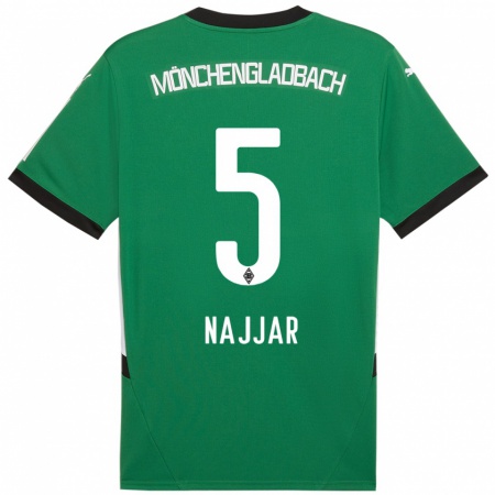 Kandiny Niño Camiseta Jamil Najjar #5 Verde Blanco 2ª Equipación 2024/25 La Camisa Chile