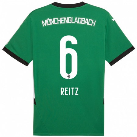 Kandiny Niño Camiseta Tony Reitz #6 Verde Blanco 2ª Equipación 2024/25 La Camisa Chile