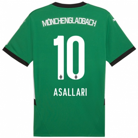 Kandiny Niño Camiseta Kushtrim Asallari #10 Verde Blanco 2ª Equipación 2024/25 La Camisa Chile