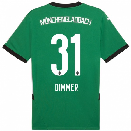 Kandiny Niño Camiseta Florian Dimmer #31 Verde Blanco 2ª Equipación 2024/25 La Camisa Chile