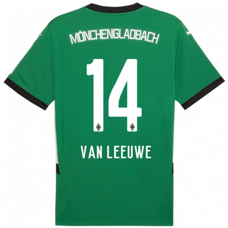 Kandiny Niño Camiseta Kyra Van Leeuwe #14 Verde Blanco 2ª Equipación 2024/25 La Camisa Chile