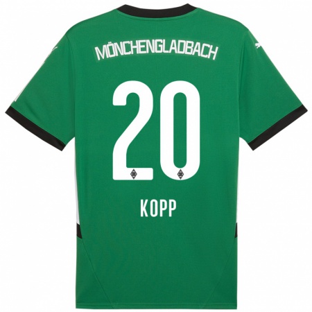 Kandiny Niño Camiseta Leonie Köpp #20 Verde Blanco 2ª Equipación 2024/25 La Camisa Chile