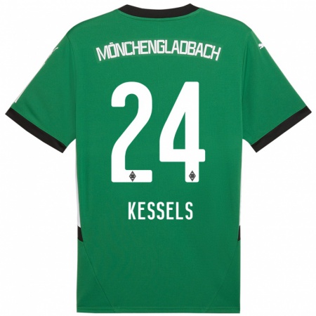 Kandiny Niño Camiseta Imke Kessels #24 Verde Blanco 2ª Equipación 2024/25 La Camisa Chile