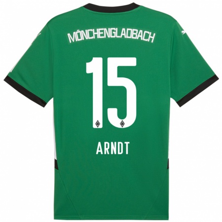 Kandiny Niño Camiseta Leo Arndt #15 Verde Blanco 2ª Equipación 2024/25 La Camisa Chile