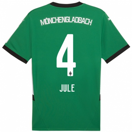 Kandiny Niño Camiseta Jule Dallmann #4 Verde Blanco 2ª Equipación 2024/25 La Camisa Chile