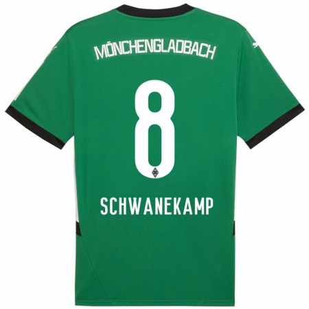 Kandiny Niño Camiseta Jana Schwanekamp #8 Verde Blanco 2ª Equipación 2024/25 La Camisa Chile