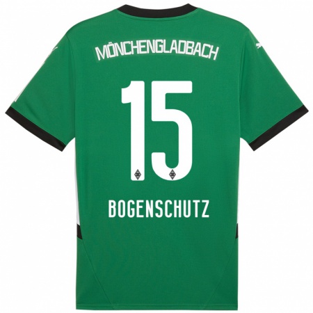 Kandiny Niño Camiseta Kerstin Bogenschutz #15 Verde Blanco 2ª Equipación 2024/25 La Camisa Chile